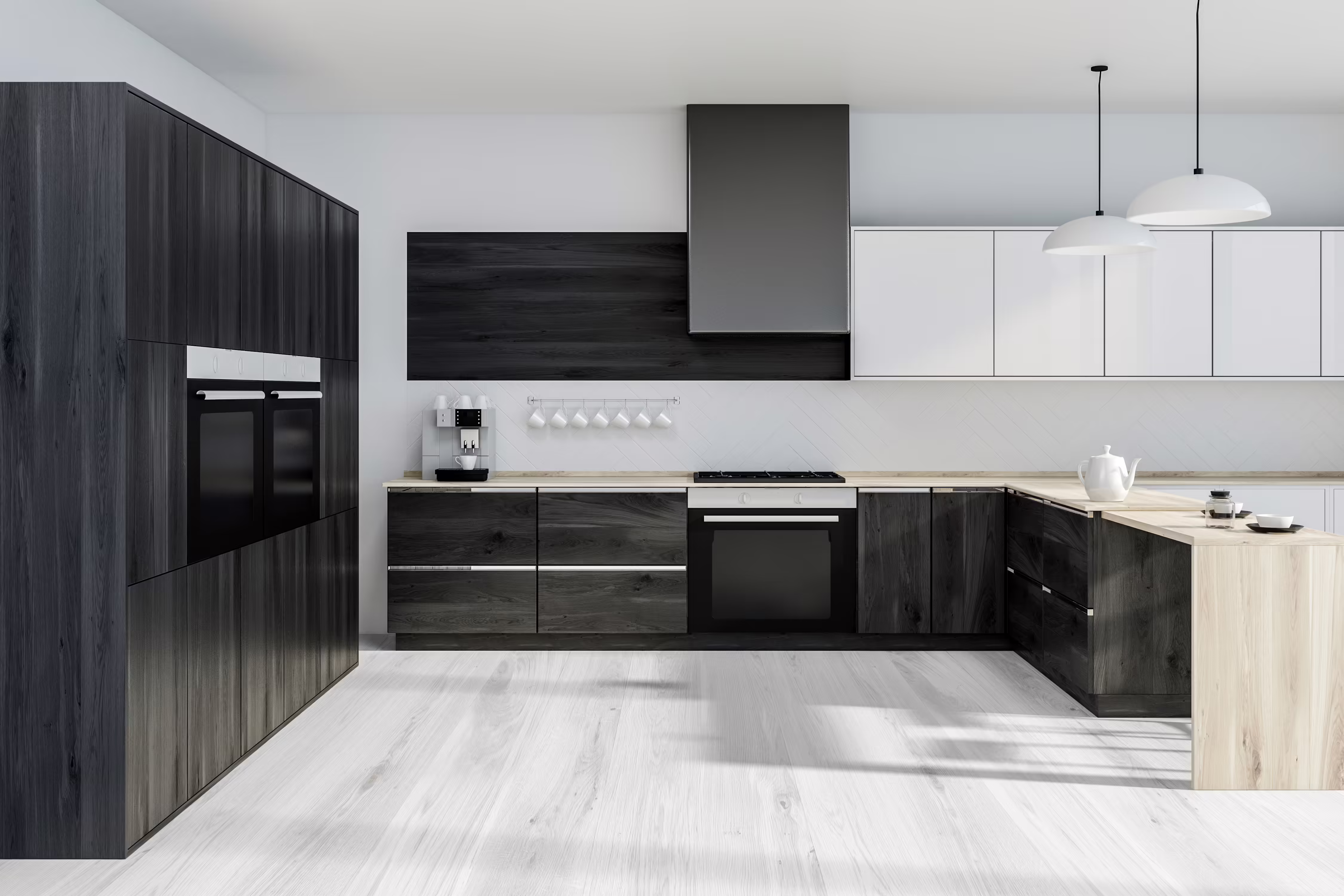 Luisnvaya LShaped Kitchen Veneer Finish