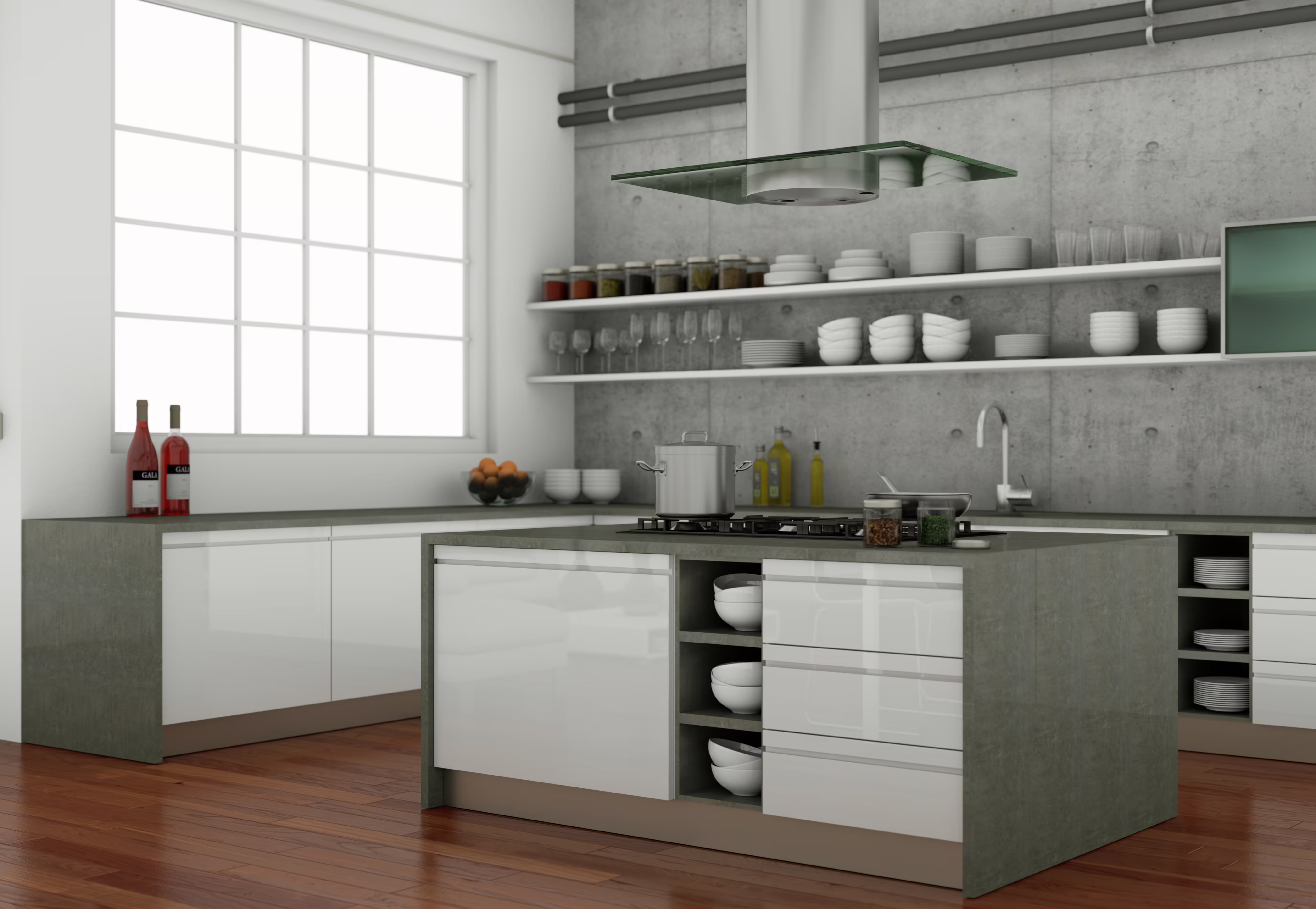 Luisnvaya L Shaped Kitchen Acrylic Finish