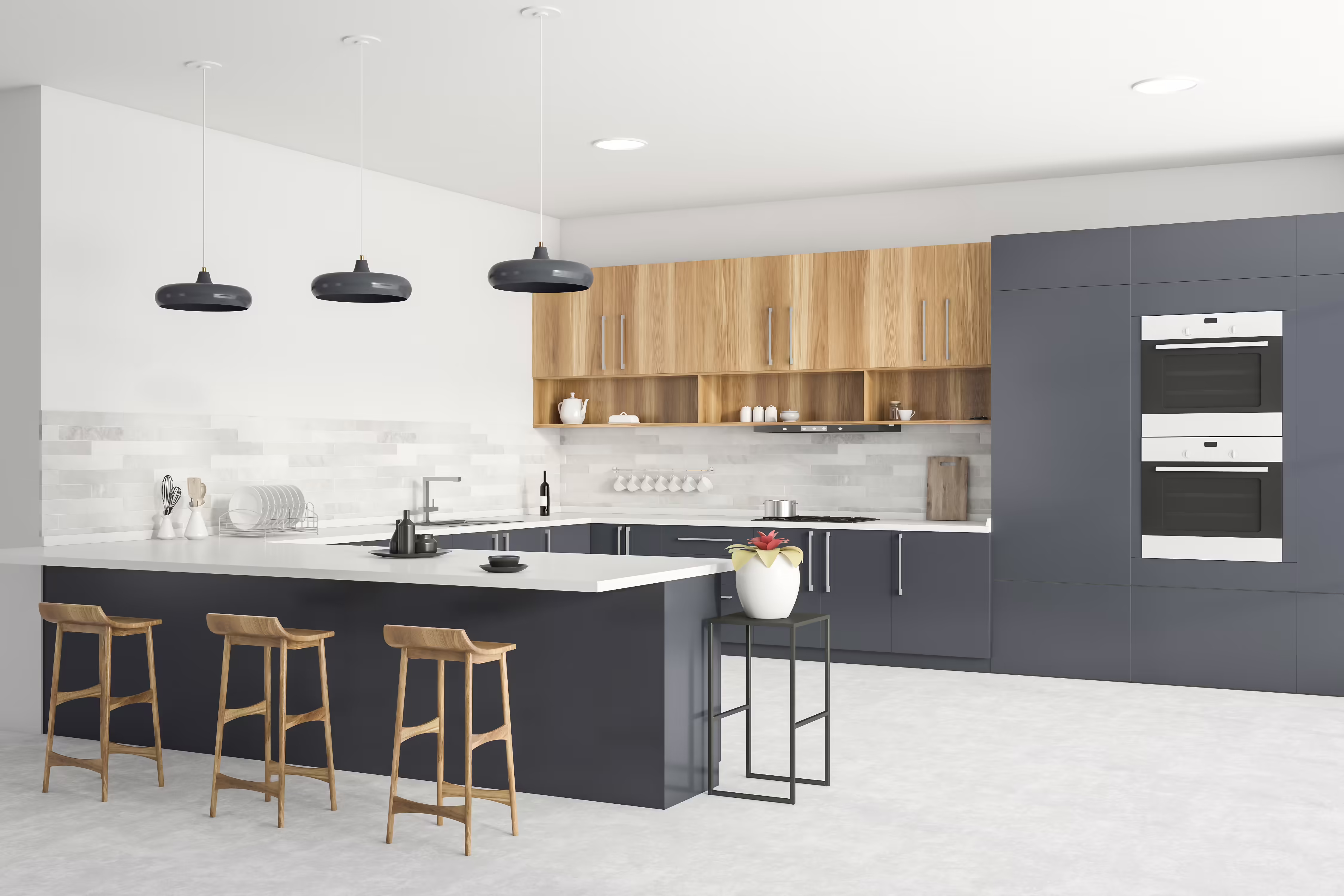 Luisnvaya U Shaped Kitchen Laminate Finish